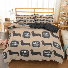 Load image into Gallery viewer, Homesky Cartoon Dachshund Bedding Set Cute Sausage Dog Duvet Cover Set Pet Printed Comforter Sets Bed Cover Bedclothes