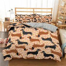 Load image into Gallery viewer, Homesky Cartoon Dachshund Bedding Set Cute Sausage Dog Duvet Cover Set Pet Printed Comforter Sets Bed Cover Bedclothes