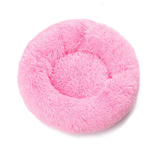 Load image into Gallery viewer, Pure color round plush dog bed cat litter soft and fluffy winter thick warm pad pet bedding supplies medium and large dogs