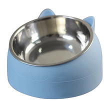Load image into Gallery viewer, Cat Dog Bowl 15 Degrees Raised Stainless Steel Non Slip Puppy Base Cat Food Drinking Water Feeder Tilt Safeguard Neck Pet Bowl