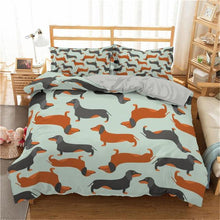 Load image into Gallery viewer, Homesky Cartoon Dachshund Bedding Set Cute Sausage Dog Duvet Cover Set Pet Printed Comforter Sets Bed Cover Bedclothes
