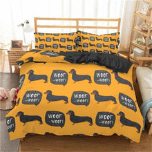 Load image into Gallery viewer, Homesky Cartoon Dachshund Bedding Set Cute Sausage Dog Duvet Cover Set Pet Printed Comforter Sets Bed Cover Bedclothes
