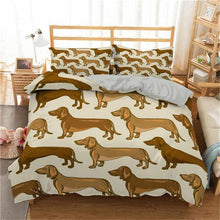 Load image into Gallery viewer, Homesky Cartoon Dachshund Bedding Set Cute Sausage Dog Duvet Cover Set Pet Printed Comforter Sets Bed Cover Bedclothes
