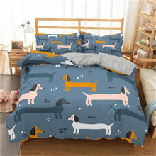 Load image into Gallery viewer, Homesky Cartoon Dachshund Bedding Set Cute Sausage Dog Duvet Cover Set Pet Printed Comforter Sets Bed Cover Bedclothes
