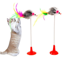 Load image into Gallery viewer, 1pc Cat Toy Stick Feather Wand With Bell Mouse Cage Toys Plastic Artificial Colorful Cat Teaser Toy Pet Supplies Random Color
