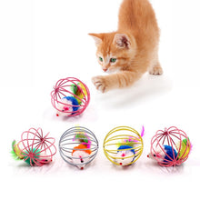 Load image into Gallery viewer, 1pc Cat Toy Stick Feather Wand With Bell Mouse Cage Toys Plastic Artificial Colorful Cat Teaser Toy Pet Supplies Random Color
