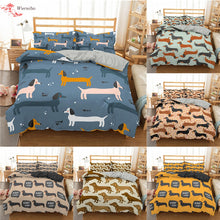 Load image into Gallery viewer, Homesky Cartoon Dachshund Bedding Set Cute Sausage Dog Duvet Cover Set Pet Printed Comforter Sets Bed Cover Bedclothes
